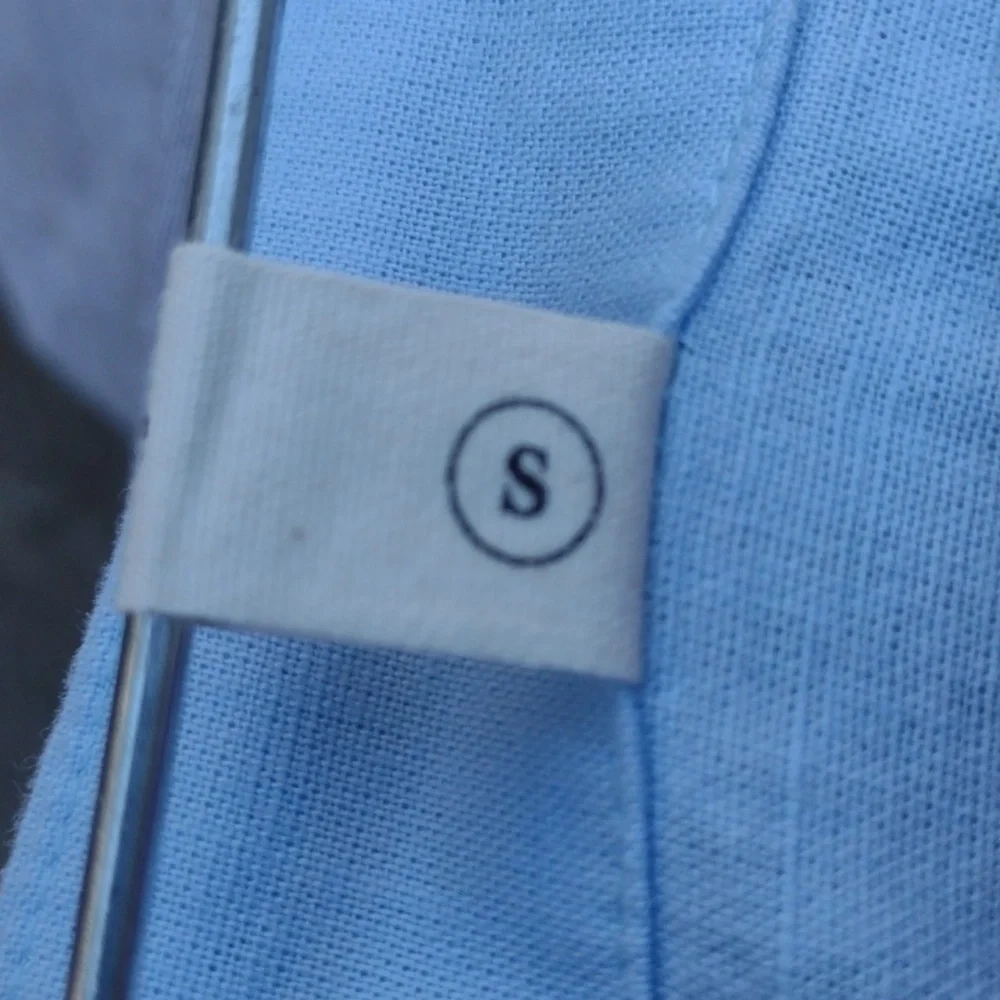 Grae Cove Blue Tabitha Linen-Cotton Boatneck Top Women's Small - Picture 5 of 7